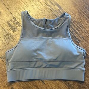Gray Zipper Back Sports Bra